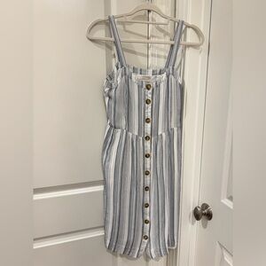 LOFT Women’s White and Navy Striped Dress size 4